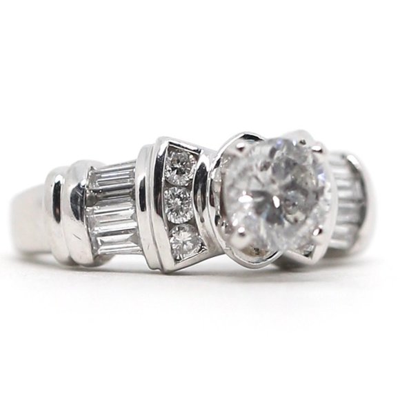 1.68 Carat 14k White Gold Diamonds Engagement Ring - Picture 10 of 12